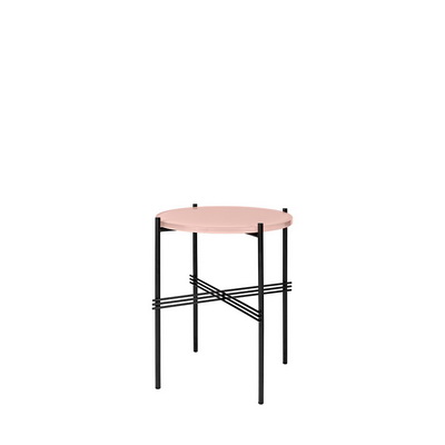 TS Black / Vintage Red Glass Side Table