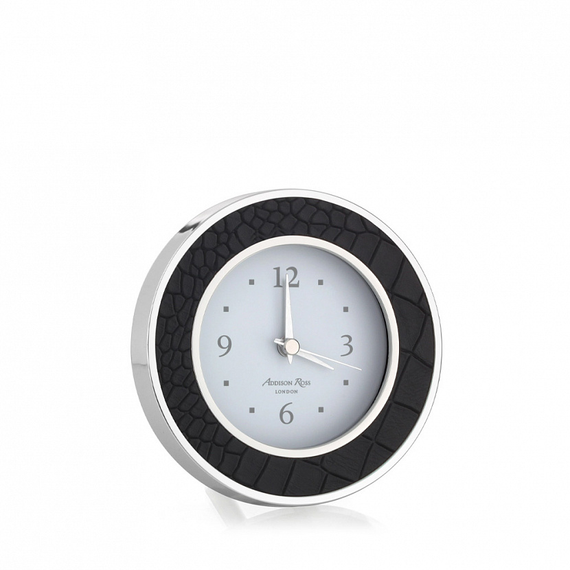 Black Croc Silver Silent Alarm Clock