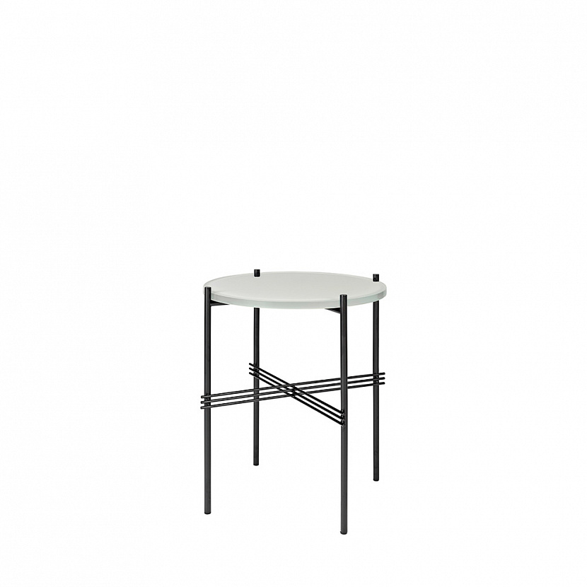 TS Black / Oyster White Glass Side Table