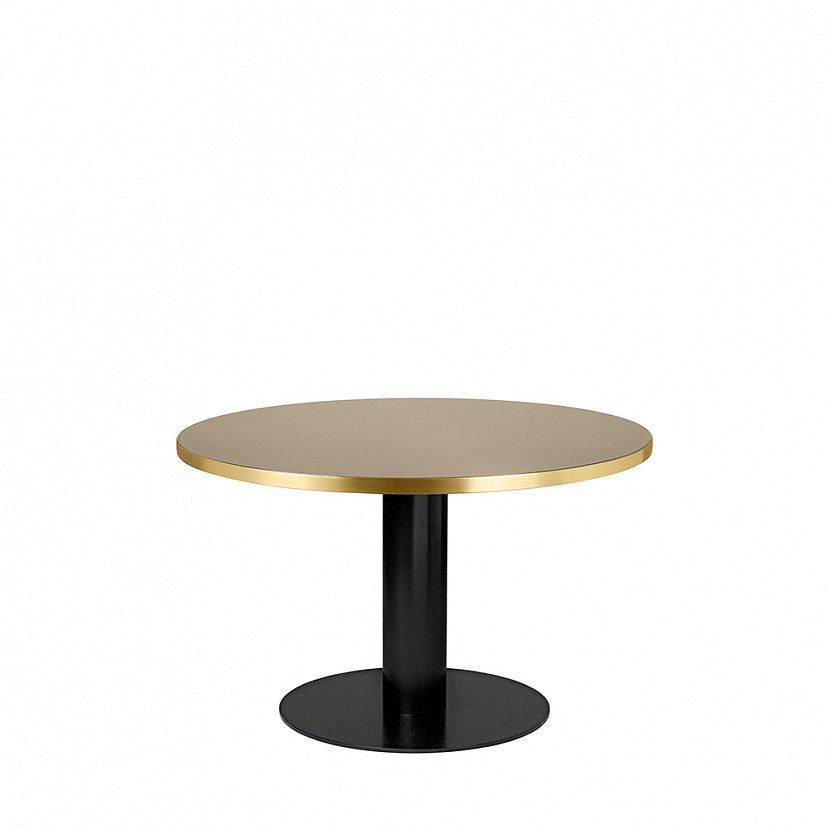 2.0 Ø125 Black / Safari Beige Glass Dining table