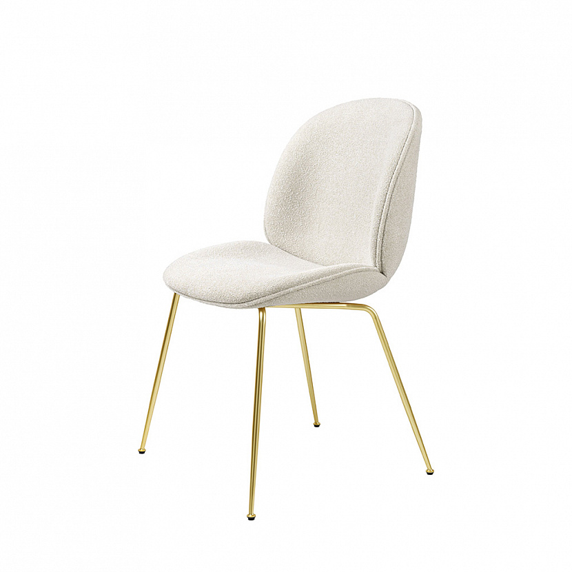 Beetle Fully Upholstered Brass / Bouclé 001 Brown Dining Chair
