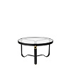 Adnet Ø70 Black Leather Coffe Table