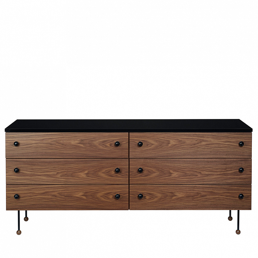 62 Walnut 6 drawer Dresser