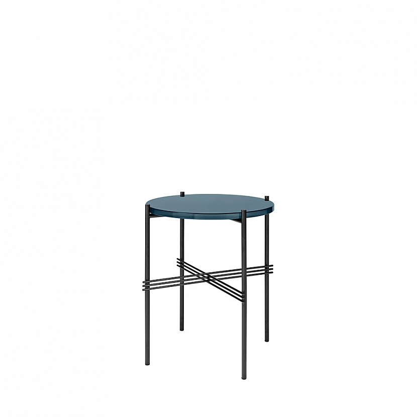 TS Black / Navy Blue Glass Side Table